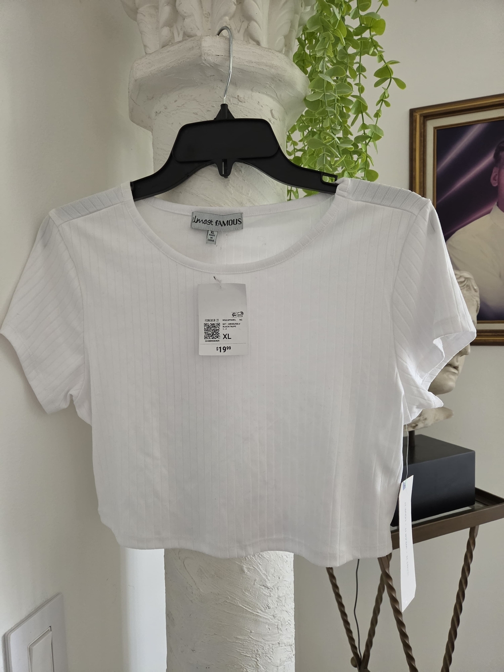 Almost Famous White Ribbed Scoop Crop Top